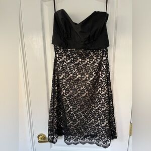 White House, black market strapless, lace dress